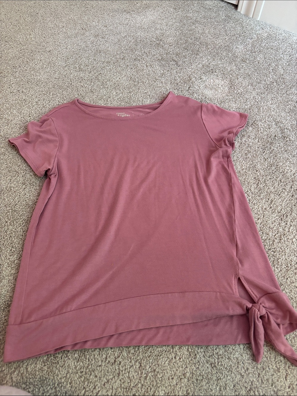 Kid’s Dusty Rose Side-Tie Short Sleeve Top - Unknown Brand